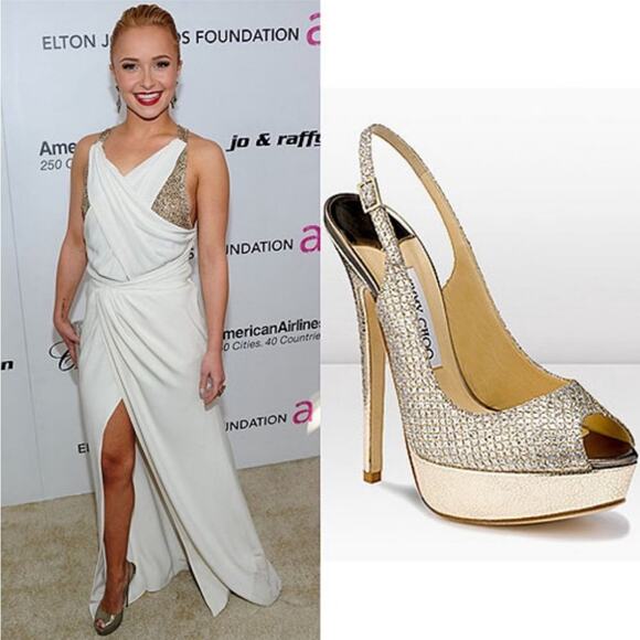 #JIMMY CHOO Nova Glitter Platform Slingback Heels 38 - Picture 3 of 14